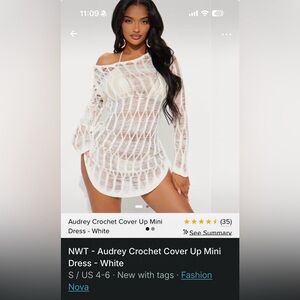 Fashion Nova White Sheer Crochet Cover Up